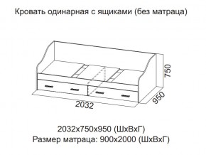 Кровать одинарная с ящиками (Без матраца 0,9*2,0) в Югорске - yugorsk.магазин96.com | фото